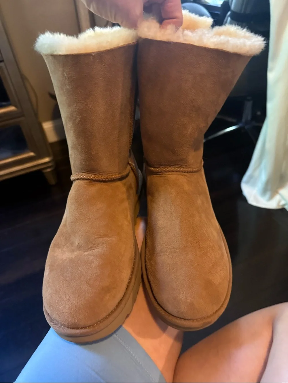 UGG Women's Chestnut Suede Shearling Bow-Back Boots
